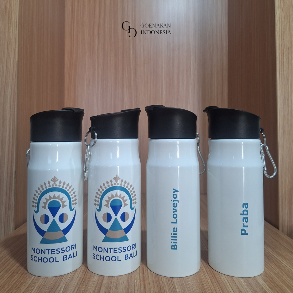 hasil cetak uv print pada media stainless steel tumbler botol minum goenakan indonesia